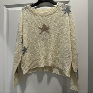 Altar'd State Cream and Gray Star Sweater